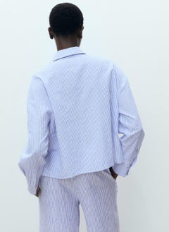 MANGO Striped Crop Shirt With Pockets  - Image 2
