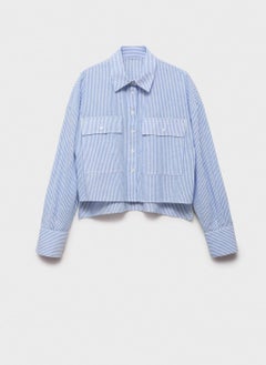MANGO Striped Crop Shirt With Pockets  - Image 5