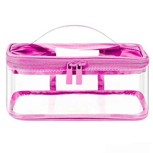 LYF5STAR Pink Transparent Clear Cosmetic Pouch, Toiletory Kit Bag with Double Zippers, Random Color for Travel, for Cosmetic Storage for Women, Men and Girls -Pack of 1 - Image 1