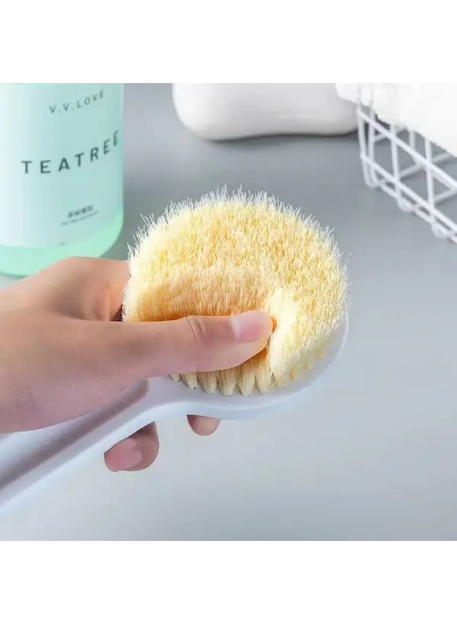Soft Bristle Long Handle Bath Back Scrubber Brush In White - Image 1