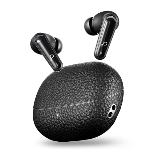 Pebble Blissbuds Noir True Wireless Earbuds | Deep Bass | AI Powered ANC & ENC | 4 Mics | Premium Leather Texture | Dual Pairing | Voice Assistant | Snug Secure Fit - Image 1