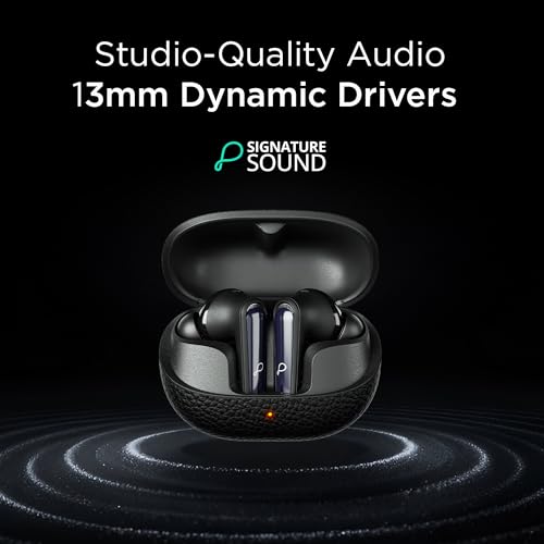 Pebble Blissbuds Noir True Wireless Earbuds | Deep Bass | AI Powered ANC & ENC | 4 Mics | Premium Leather Texture | Dual Pairing | Voice Assistant | Snug Secure Fit - Image 5