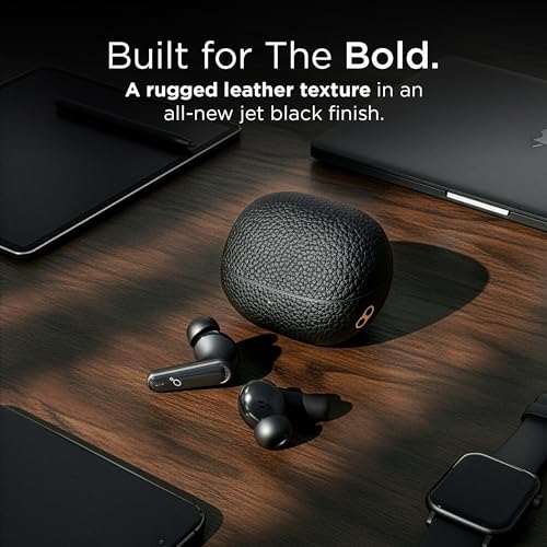 Pebble Blissbuds Noir True Wireless Earbuds | Deep Bass | AI Powered ANC & ENC | 4 Mics | Premium Leather Texture | Dual Pairing | Voice Assistant | Snug Secure Fit - Image 3