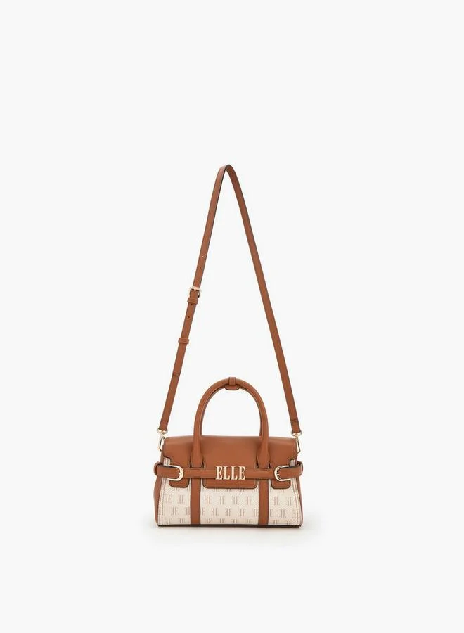 ايل Monogram Print Satchel Bag With Detachable Strap