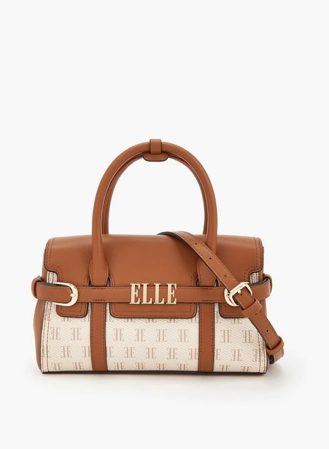 ايل Monogram Print Satchel Bag With Detachable Strap
