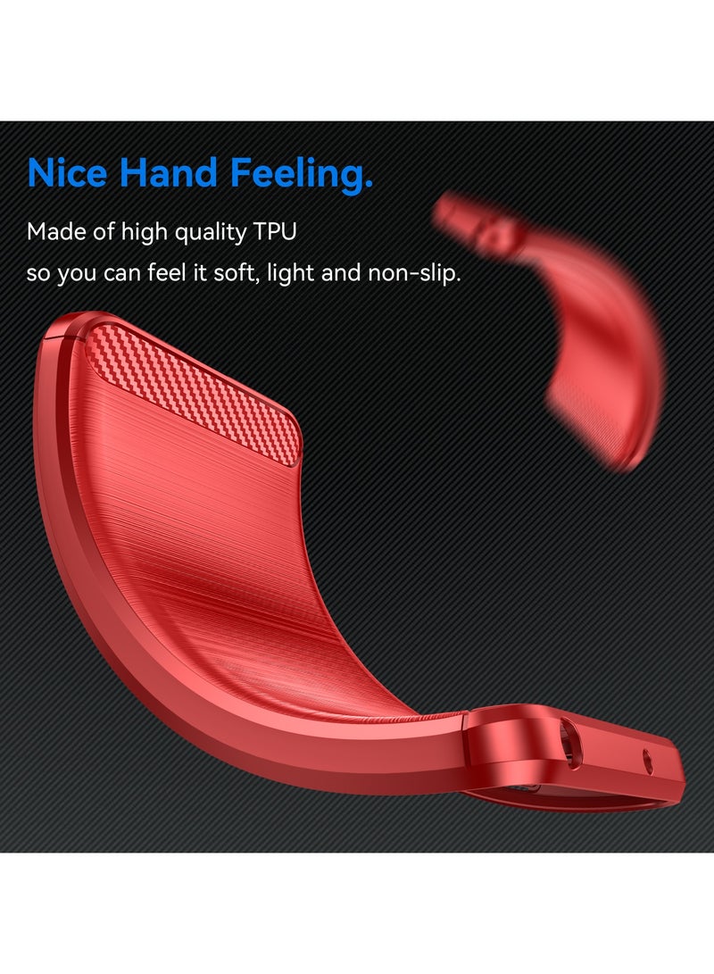 URBBKING Slim Fit Phone Cover with Shock-Absorption, Carbon Fiber TPU Rubber Protective Case For Nothing phone 2A Red - Image 4