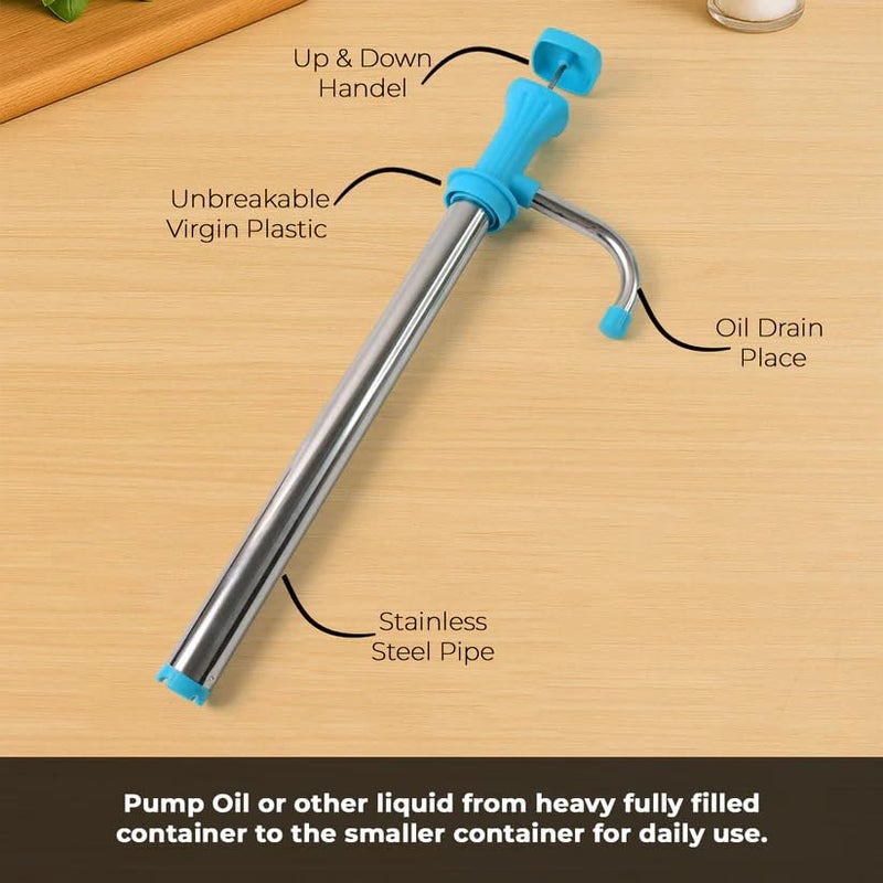 SUPERMOM Oil Pump – Manual Hand Pump for Kitchen, Garage, Tin Cans, Automatic Bottle Fuel Transfer, Stainless Steel Fluid Pumping Machine for Oil and Other Liquids Dispenser, Easy to Use (1 Pc) - Image 5