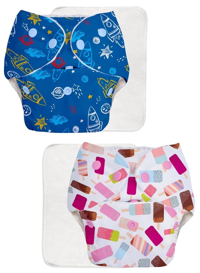 سوبربوتمز حفاضات قماشية متطورة مانعة للتسرب من سوبربوتومز للأطفال، عالية الامتصاص، مصنوعة من القطن بنسبة 100%، عبوة من حفاضتين قابلتين لإعادة الاستخدام وحشوتين داخليتين، قابلة للغسل، مناسبة للأطفال من عمر 3 أشهر إلى 3 سنوات، قابلة للتعديل، تقلل من الطفح الجلدي - Image 1