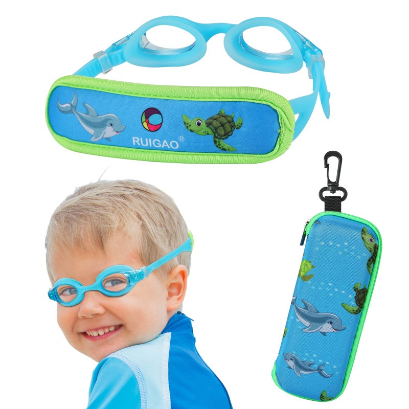 RUIGAO Goggles Toddler Age 3-5, Toddler Swim Goggles 2/3/4/5/6 Years Old,Blue Boys Goggles with Case - Image 1