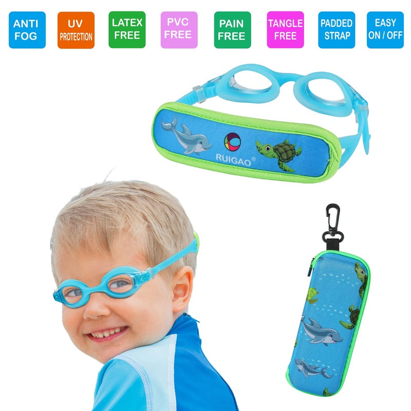 RUIGAO Goggles Toddler Age 3-5, Toddler Swim Goggles 2/3/4/5/6 Years Old,Blue Boys Goggles with Case - Image 2