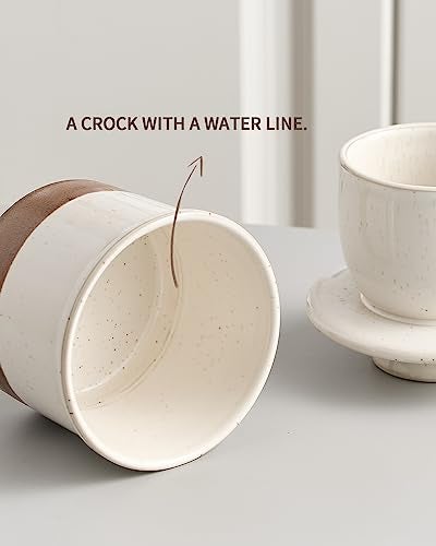 XELA Ceramic Butter Crock, The Original Reactive Two-Colour Glaze, Butter Dish With Water Line for Spreadable Fresh Butter - Latte - Image 5