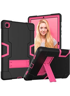 Galaxy Tab A7 Case, Samsung A7 Cover, Heavy Duty Shock Process Tablet Samsung A7 Case with Built-in Stand for Samsung Tablet A7 10.4 Case (SM-T500/T505/T507) Black + Rose