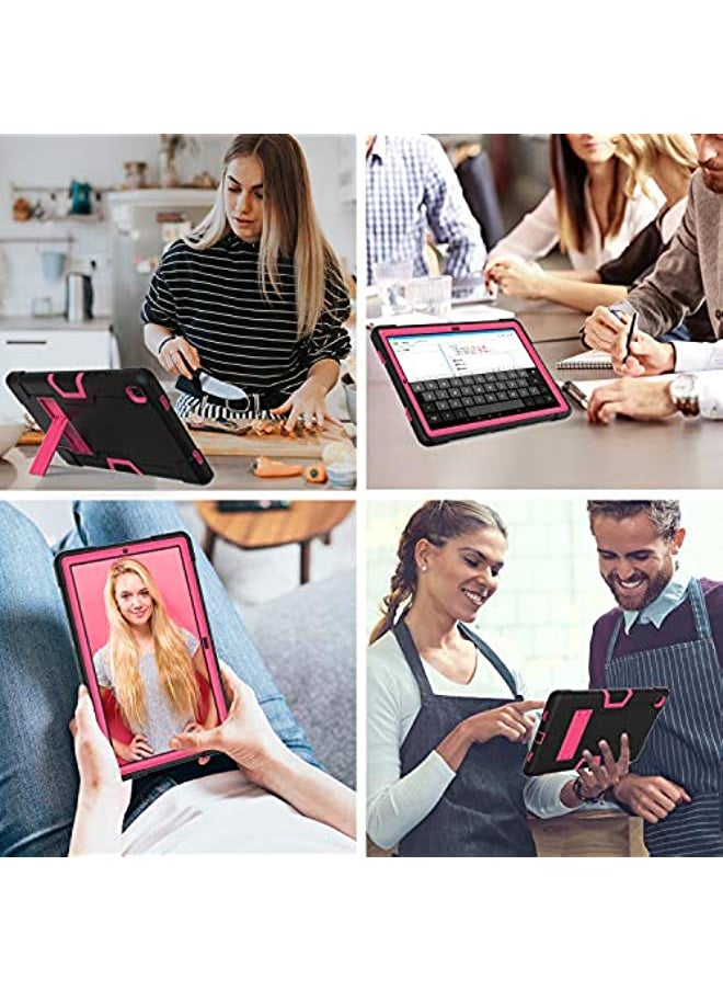 erorex - Galaxy Tab A7 Case, Samsung A7 Cover, Heavy Duty Shock Process Tablet Samsung A7 Case with Built-in Stand for Samsung Tablet A7 10.4 Case (SM-T500/T505/T507) Black + Rose - Image 1