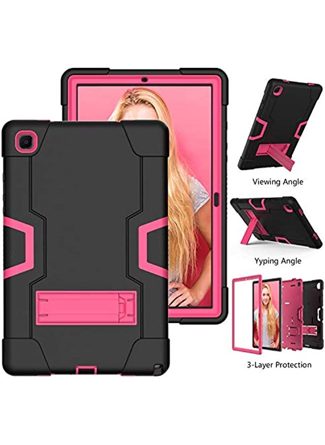 erorex - Galaxy Tab A7 Case, Samsung A7 Cover, Heavy Duty Shock Process Tablet Samsung A7 Case with Built-in Stand for Samsung Tablet A7 10.4 Case (SM-T500/T505/T507) Black + Rose - Image 1