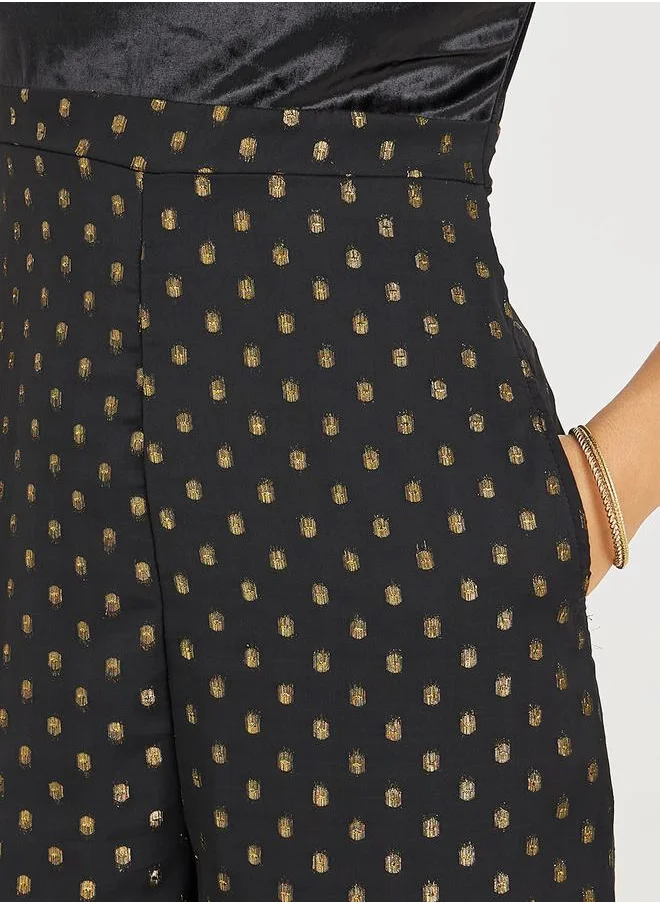 ستايلي Wide Leg Jumpsuit With Foil Print