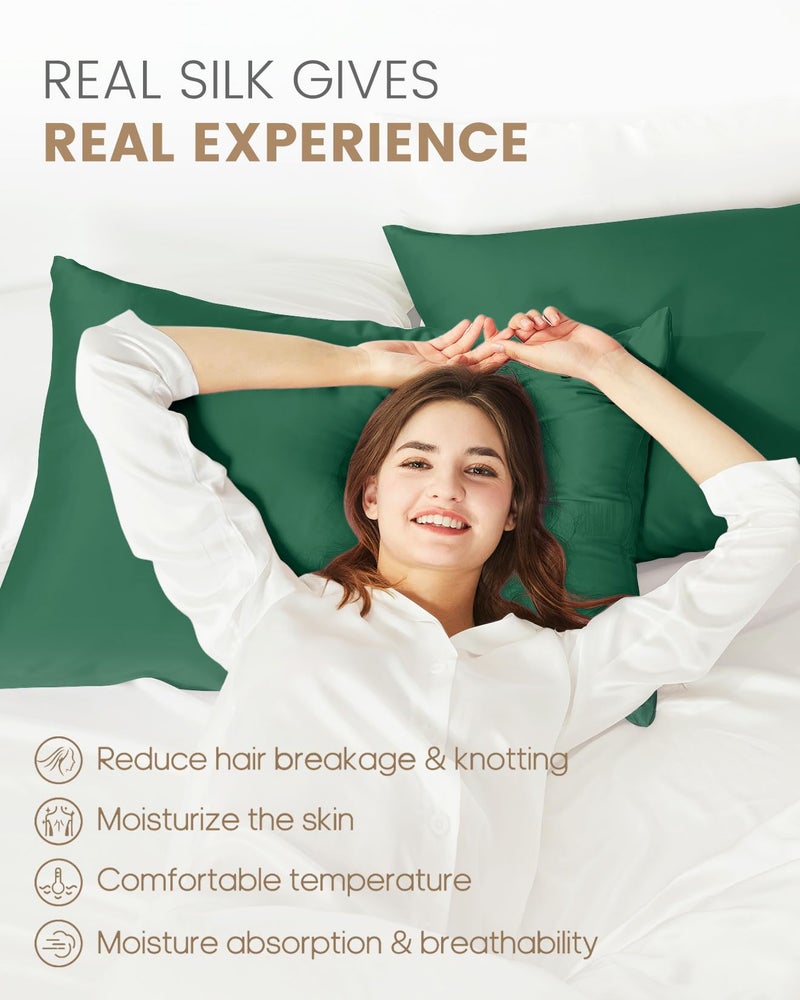 THXSILK 100% Pure Mulberry Silk Pillowcase for Hair and Skin, Grade 6A+ Pure Mulberry Silk Body Pillow Case Body Size 20"x54", Real Silk Soft Pillowcase with Zipper(Emerald Green) - Image 5