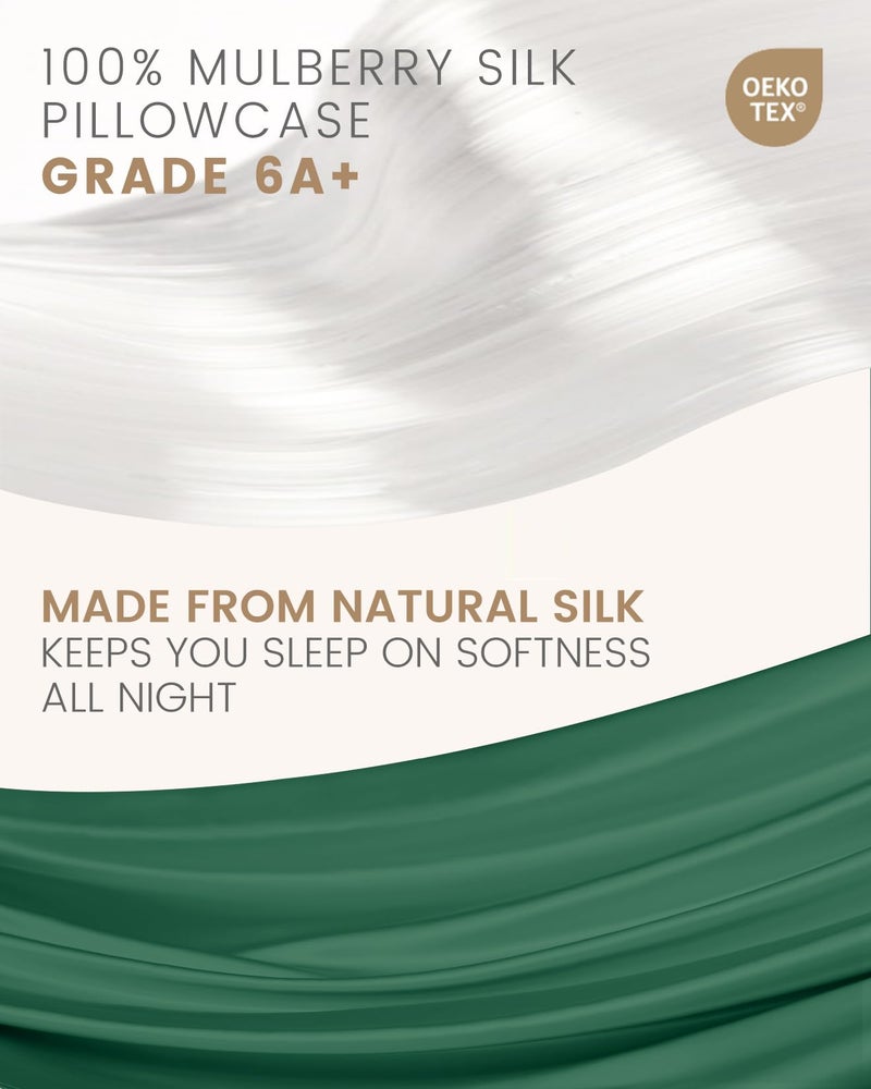 THXSILK 100% Pure Mulberry Silk Pillowcase for Hair and Skin, Grade 6A+ Pure Mulberry Silk Body Pillow Case Body Size 20"x54", Real Silk Soft Pillowcase with Zipper(Emerald Green) - Image 4