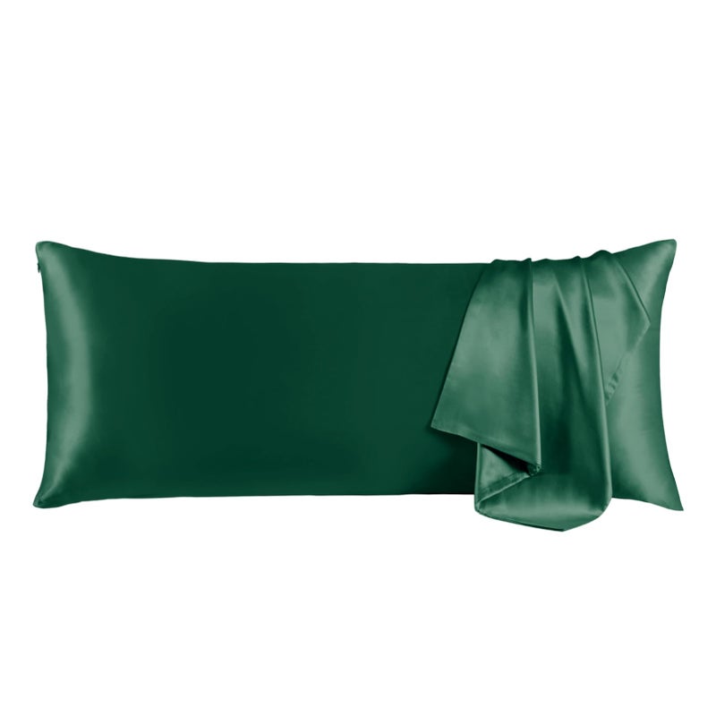 THXSILK 100% Pure Mulberry Silk Pillowcase for Hair and Skin, Grade 6A+ Pure Mulberry Silk Body Pillow Case Body Size 20"x54", Real Silk Soft Pillowcase with Zipper(Emerald Green) - Image 1