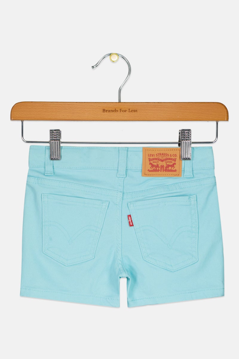 Levi's Kids Girl Embroidered Denim Shorts, Turquoise - Image 3