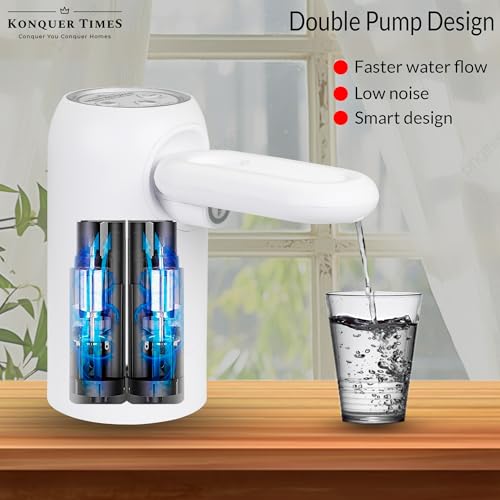 Konquer TimeS KTS Automatic Wireless Water Can Dispenser Pump 3rd Gen Dual Pump with 2.2L/Min Fast Flow, Foldable Spout & LED Lights - Mystical Blue Illumination (3rd Gen Dual Motor) - Image 2