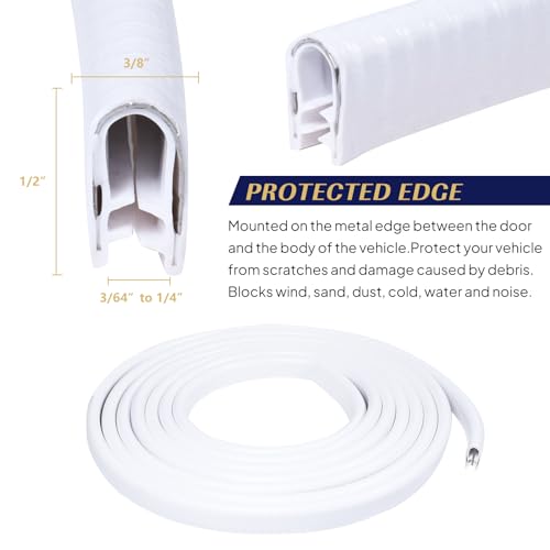 GoldWheel Edge Trim White UChannel Rubber Trim Edge with Metal 12 X 38 Fit Gap 364 to14 Car Door Edge Sealing Strip PVC Weather Stripping with Steel Metal Edge Protector 26FT - Image 3