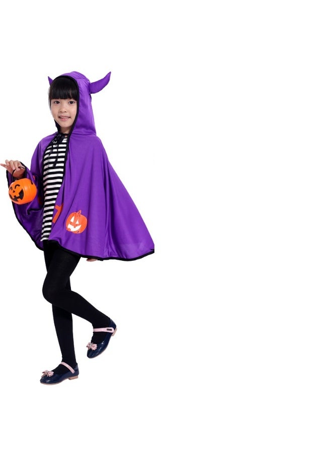 NIBEMINENT Halloween costumes, children's horned cape, devil shawl cape, cute dance performance costumes