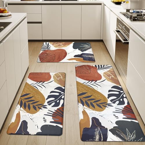 Homcomoda Anti Fatigue Kitchen Mats for Floor Set of 3 Cushioned Kitchen Rug Sets 3 Piece Non Slip Waterproof Comfort Standing Mat for Home Office Kitchen Sink - Image 1