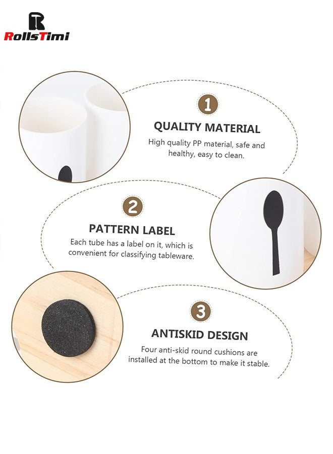 RollsTimi  3-Piece Cutlery Holder For Chopstick, Fork, Spoon White/Black/Beige 24.3x9.3x15.3 - Image 4