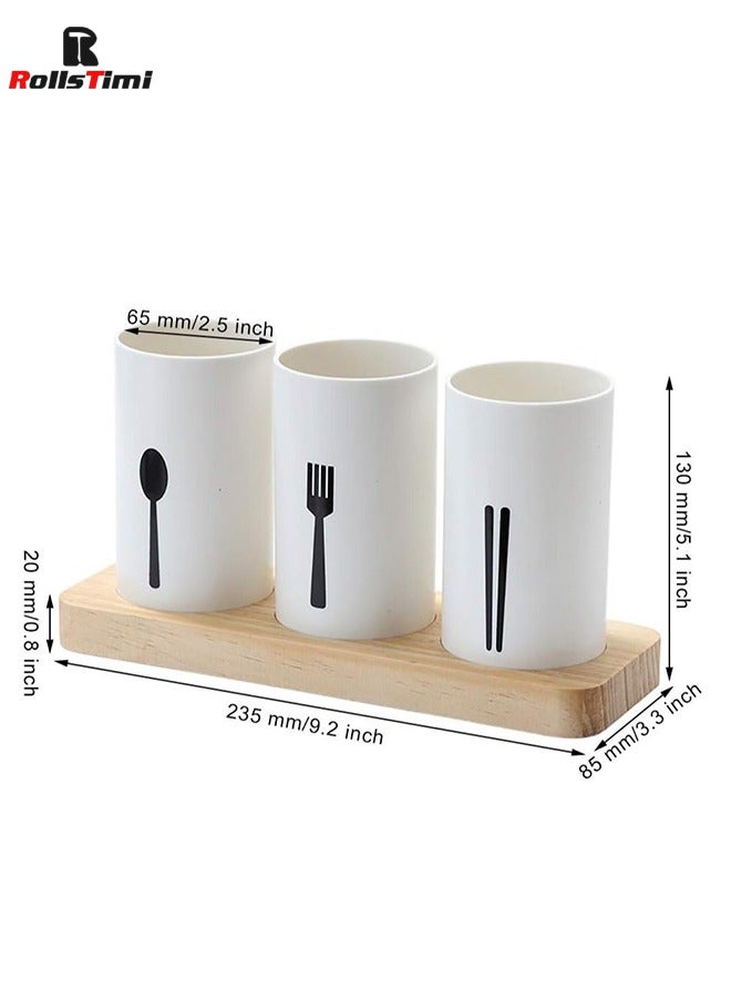 RollsTimi  3-Piece Cutlery Holder For Chopstick, Fork, Spoon White/Black/Beige 24.3x9.3x15.3 - Image 5
