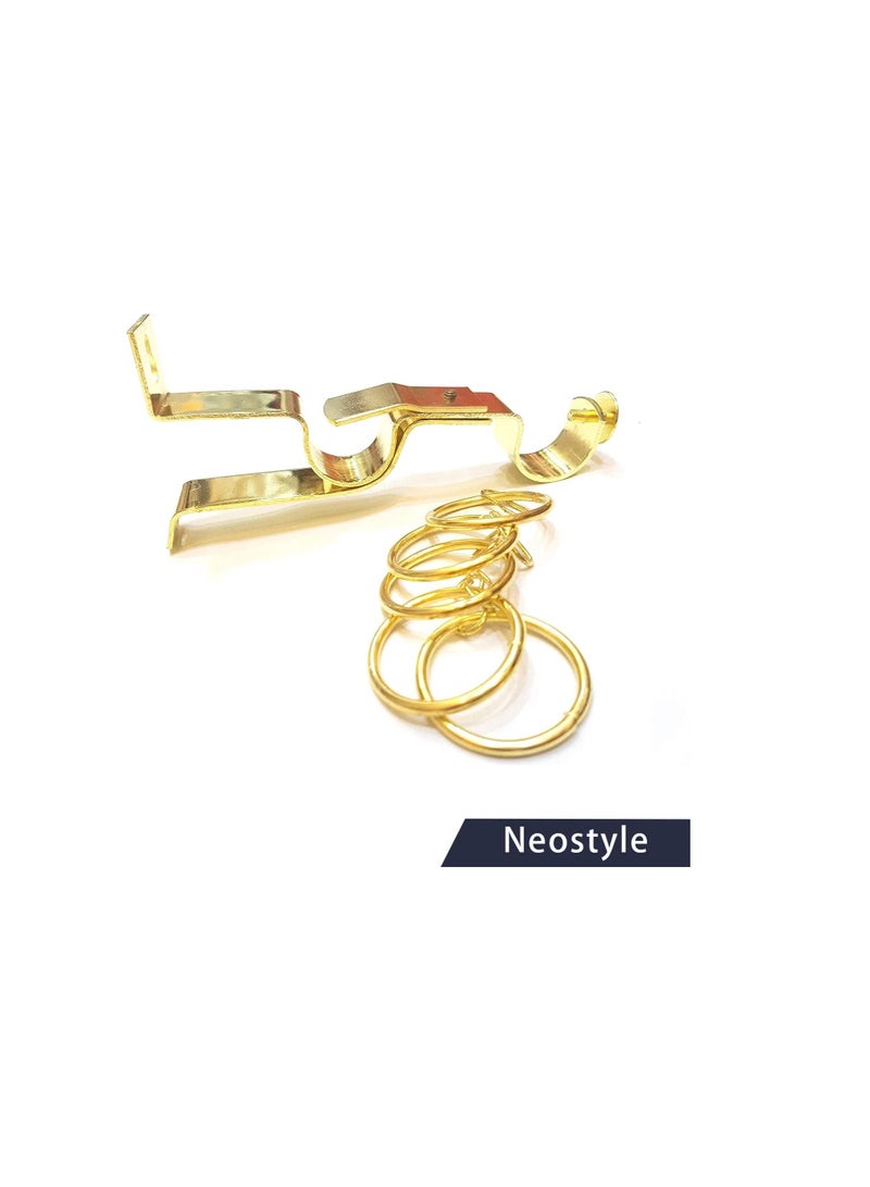 Neostyle Roman Adjustable Curtain Rod, Metal Double Rod Window Treatment Rod Drapery Rod (Gold, 110-200 cm) - Image 3