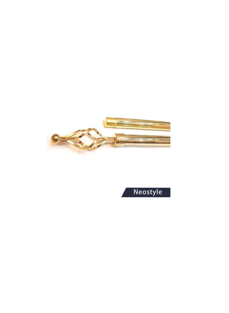 Neostyle Roman Adjustable Curtain Rod, Metal Double Rod Window Treatment Rod Drapery Rod (Gold, 110-200 cm) - Image 2