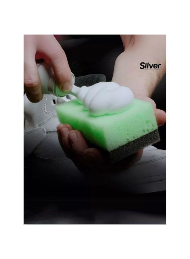 Silver Multi-Purpose Instant Foaming Shoe Cleaner with Wipe Clean Towel for Leather Shoes, Boots and White Sneakers, Removes Dirt and Germs - Image 3
