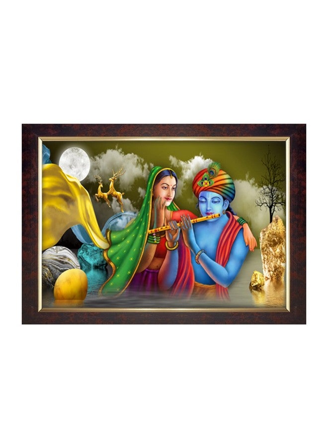 Dharvika Innovations Dharvika Innovations Radha Krishna Photo Frame Big Size Home Decoration with Sparkle Coated Lamination (14x20 Inch) - 20520 - Image 1