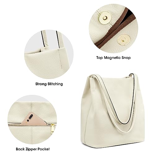 Kattee Women Soft Genuine Leather Totes Shoulder Bag Purses and Handbags with Top Magnetic Snap Closure - Image 5