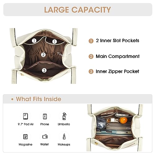 Kattee Women Soft Genuine Leather Totes Shoulder Bag Purses and Handbags with Top Magnetic Snap Closure - Image 4