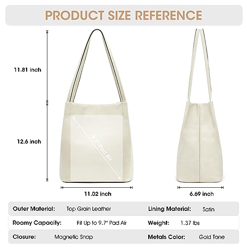 Kattee Women Soft Genuine Leather Totes Shoulder Bag Purses and Handbags with Top Magnetic Snap Closure - Image 3