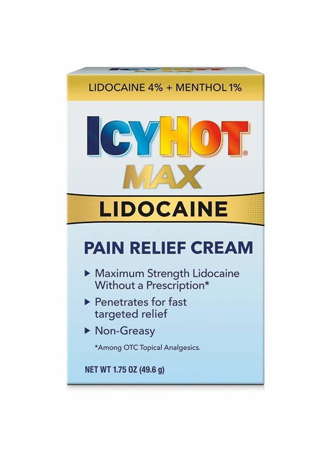 Icy Hot Max Strength Pain Relief Cream with Lidocaine Plus Menthol, 1.75 Ounces - Image 1