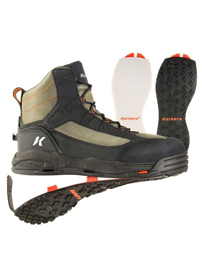 Korkers Greenback Wading Boot with Felt & Kling-On Soles, Dried Herb/Black, Size 11 - Image 2
