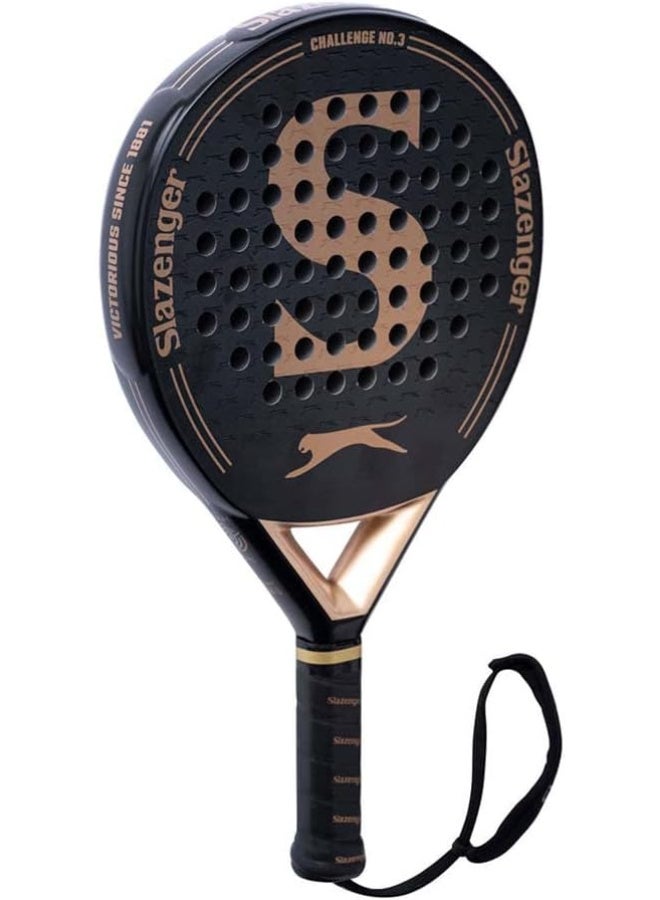 Slazenger Padel Challenge No 3 Round 6K Karbon Racket, Black/Gold, One Size - Image 2