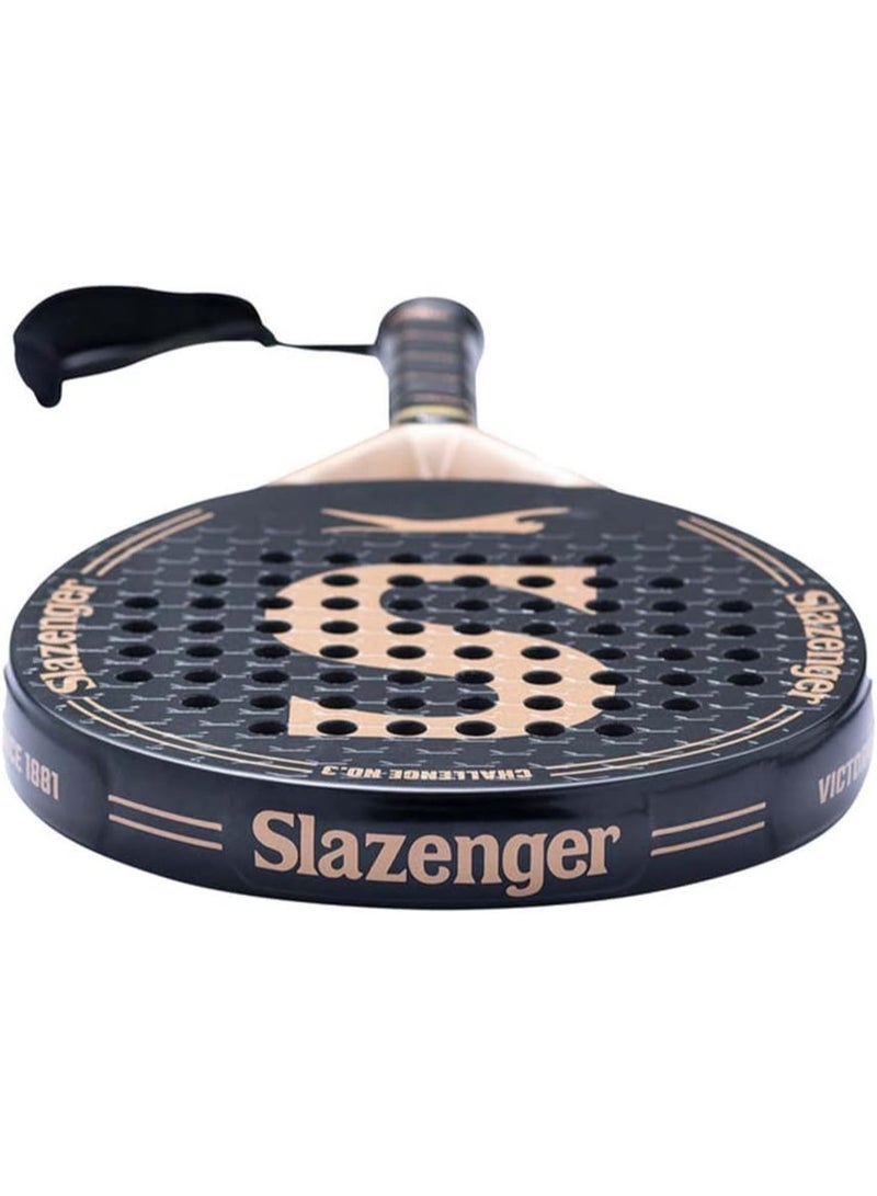 Slazenger Padel Challenge No 3 Round 6K Karbon Racket, Black/Gold, One Size - Image 4