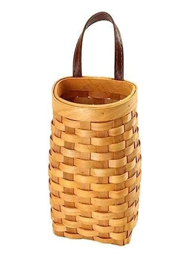 Koolouispoper Small Hand-Woven Wood Storage Basket Portable Wall Hanging Flower Basket Organizer Fruit Vegetable Rattan Box Home Decoration - Image 5