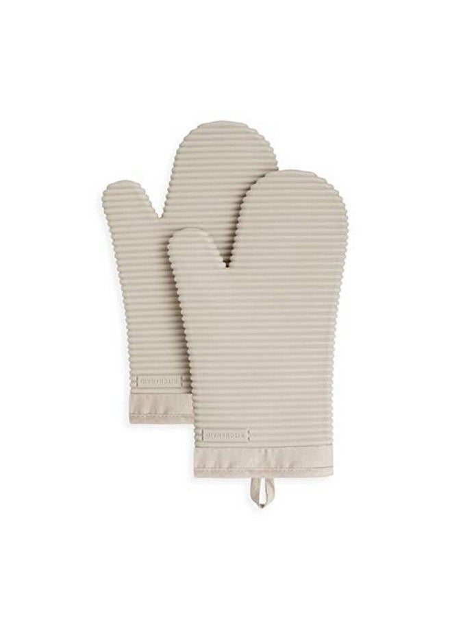 KitchenAid Ribbed Soft Silicone Oven Mitt Set 7"X13" Milkshake 2 Count  - Image 1