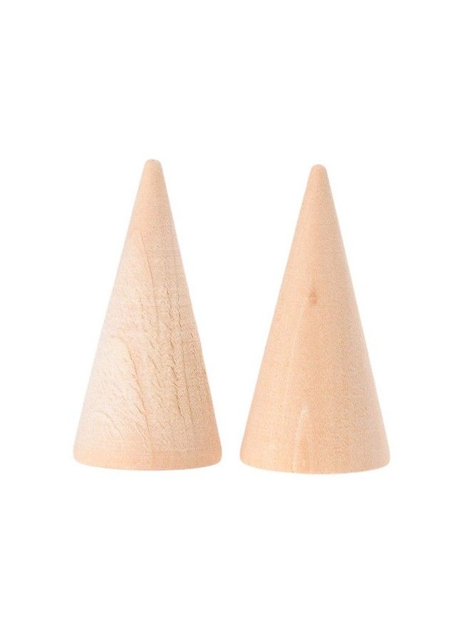 EXCEART 10Pcs Wood Craft Cone Diy Wooden Cone Unpainted Wood Cone Ornament To Paint Wood Cone Ring Holder Jewelry Display Stand 2.5X5Cm - Image 2