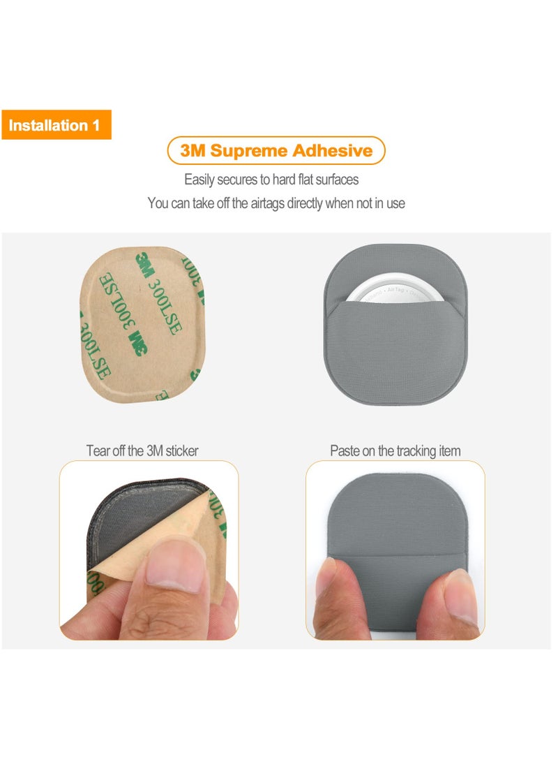 حافظة ملصق Airtag مزدوجة لأجهزة Apple Airtags متوافقة مع الأمتعة والدراجات والسيارات وأجهزة التحكم المحمولة والكمبيوتر المحمول باللون الرمادي - Image 5