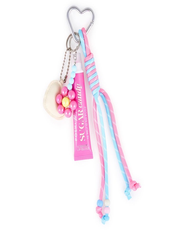 VOTUM Pink Keychain Charm for Backpacks, Purses, Handbags, Car Keys with Silver Clasp, Cream Heart & Lip Gel - Portable & Fun Gift for Tweens & Adults Ages 8+ - Image 3