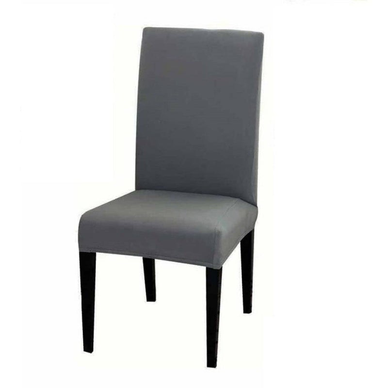 HOTKEI Pack of 2 Dark Grey Color Elastic Stretchable Dining Table Chair Seat Cover Protector Slipcover for Dining Table Chair Covers Stretchable 1 Piece Pack of 2 Seater - Image 5