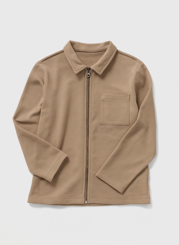 victor and jane Boys’ Utility Jacket & Jogger Set – Beige - Image 1