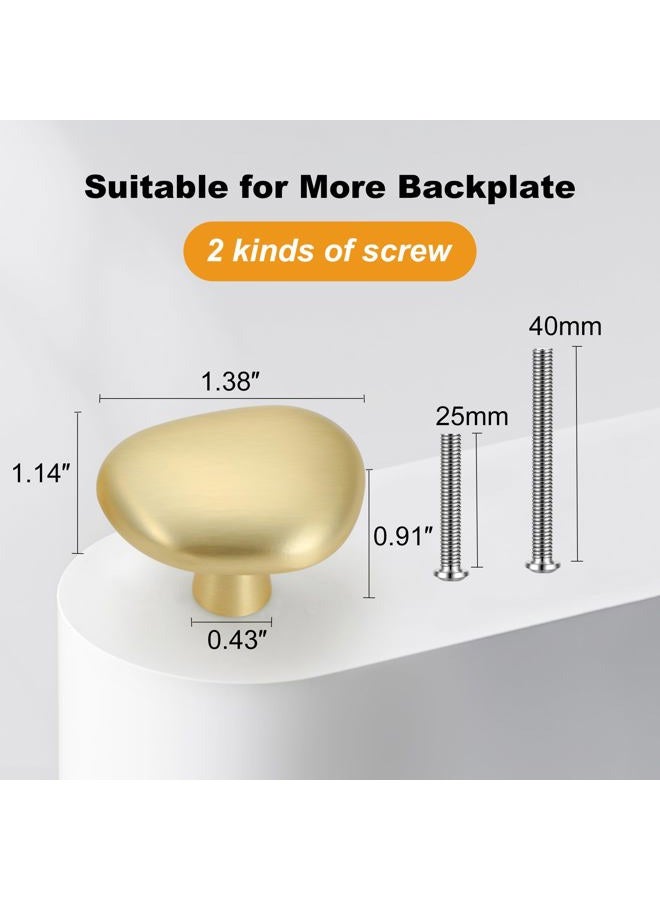 Malimali 10 Pack Brushed Brass Pebble Cabinet Knobs for Dresser Drawers, Gold Cabinet Hardware Knobs for Kitchen Bathroom Cabinets Cupboard Pulls - Image 3