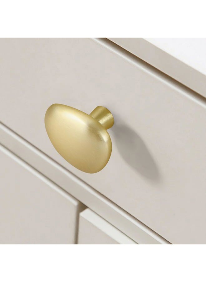 Malimali 10 Pack Brushed Brass Pebble Cabinet Knobs for Dresser Drawers, Gold Cabinet Hardware Knobs for Kitchen Bathroom Cabinets Cupboard Pulls - Image 2
