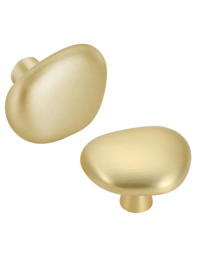 Malimali 10 Pack Brushed Brass Pebble Cabinet Knobs for Dresser Drawers, Gold Cabinet Hardware Knobs for Kitchen Bathroom Cabinets Cupboard Pulls - Image 1